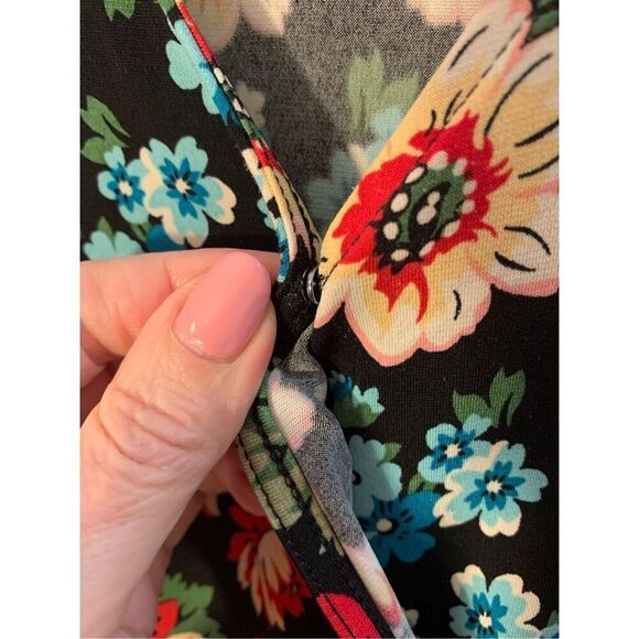 CURATIONS MAXI DRESS BOHO WRAP FRONT V NECK 3/4 SLEEVES BANDED WAIST SZ MED - Picture 10 of 14